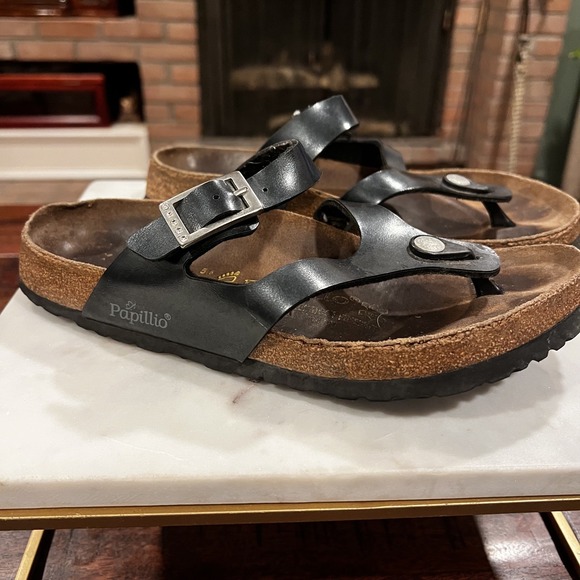 Papillio by Birkenstock Slip On Leather Adjustable Comfort Sandals  W Size 8 - Picture 1 of 10